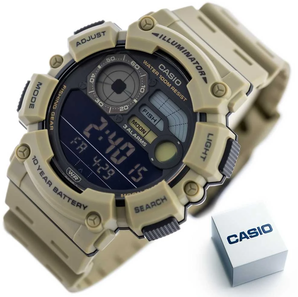 Vyriškas laikrodis CASIO Digital Moonphase WS-1500H-5B + BOX