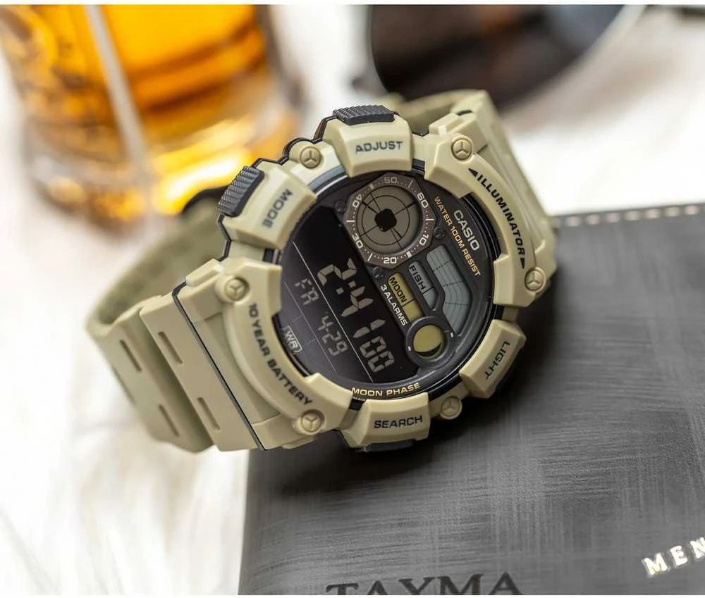Vyriškas laikrodis CASIO Digital Moonphase WS-1500H-5B + BOX