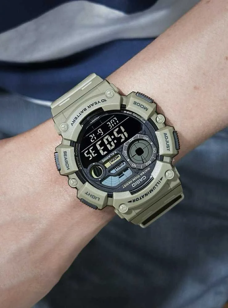 Vyriškas laikrodis CASIO Digital Moonphase WS-1500H-5B + BOX