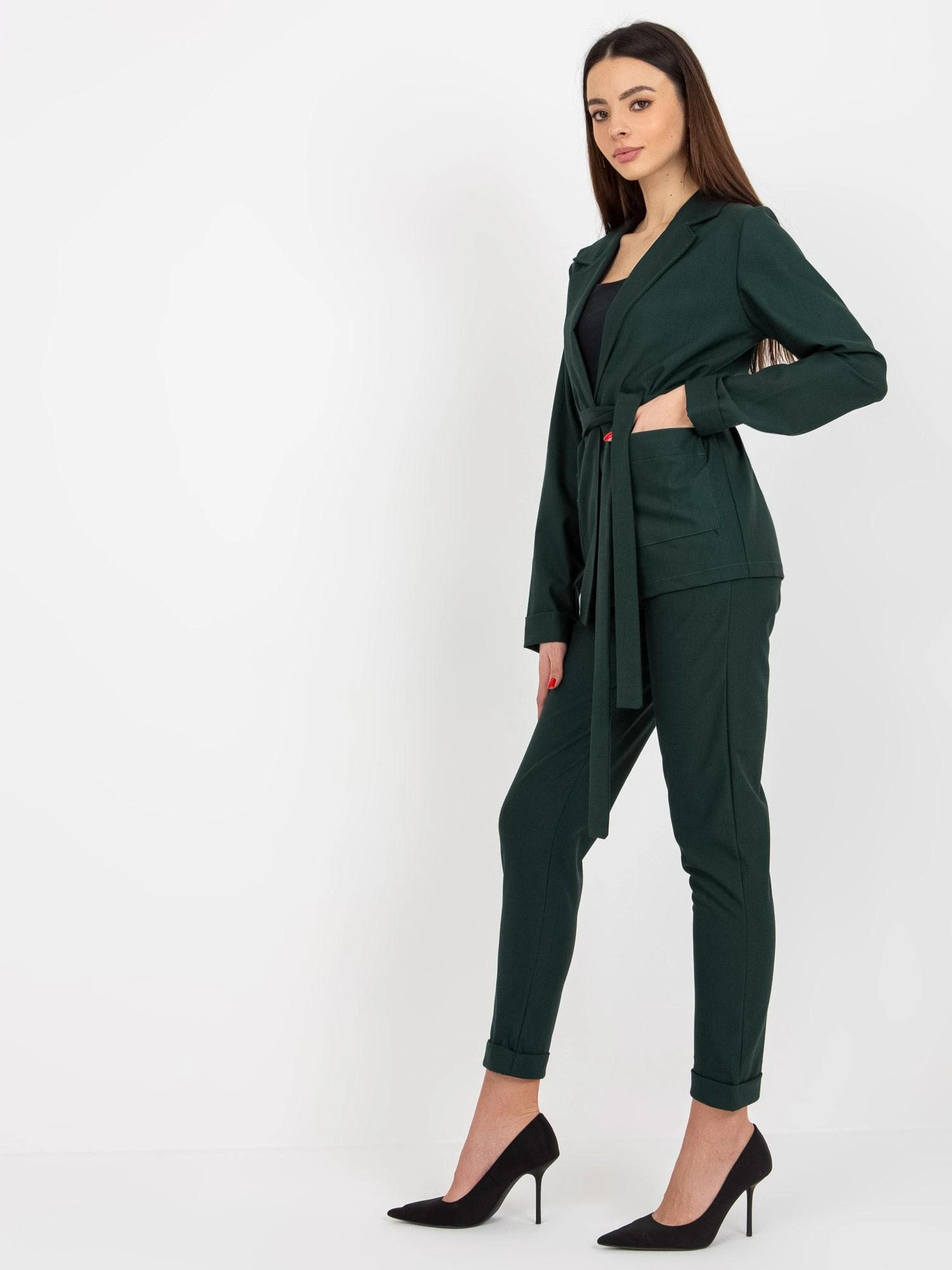 Lakerta Švarkas moterims -LK-MA-507798-1,15P-tamsiai žalia