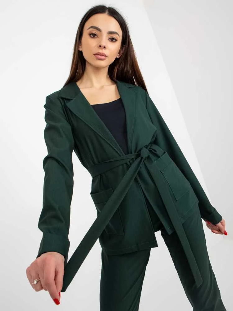Lakerta Švarkas moterims -LK-MA-507798-1,15P-tamsiai žalia
