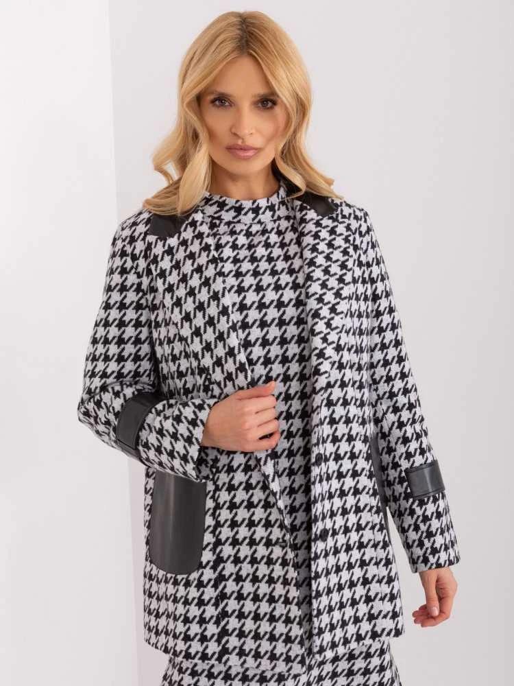 Lakerta Švarkas moterims -LK-MA-509511.99-balta-juoda