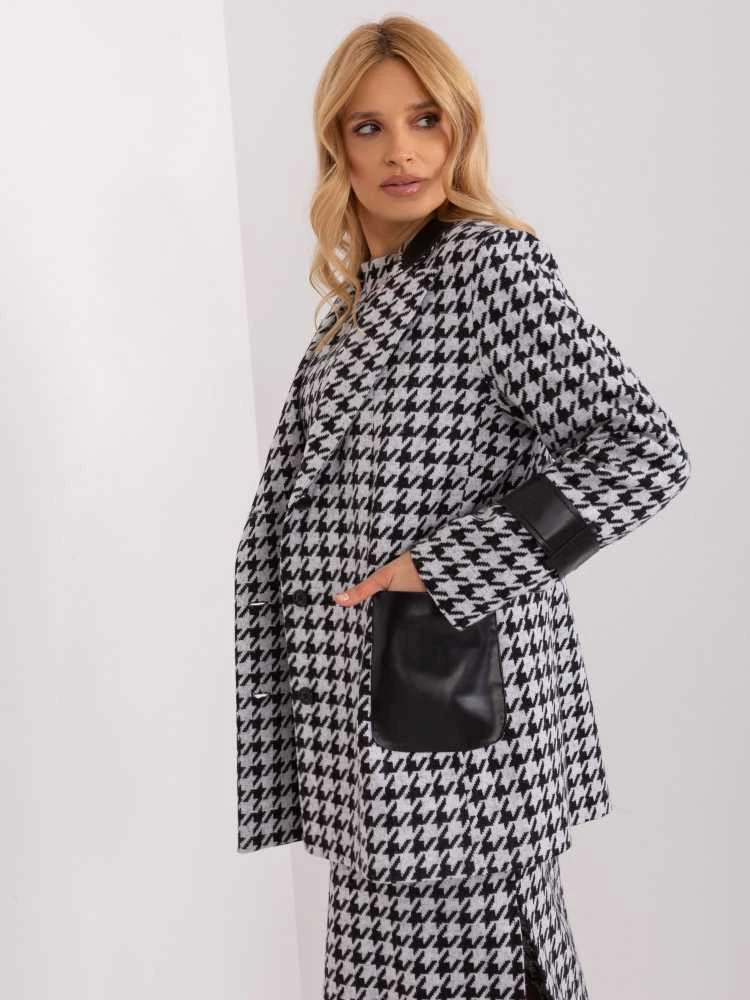 Lakerta Švarkas moterims -LK-MA-509511.99-balta-juoda