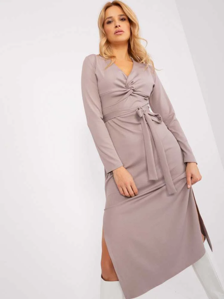 Lakerta Suknelė-LK-SK-509456.99-tamsiai smėlio spalvos