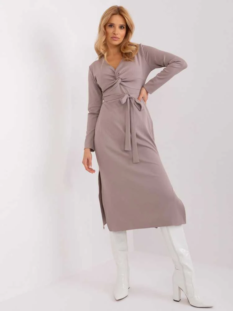 Lakerta Suknelė-LK-SK-509456.99-tamsiai smėlio spalvos
