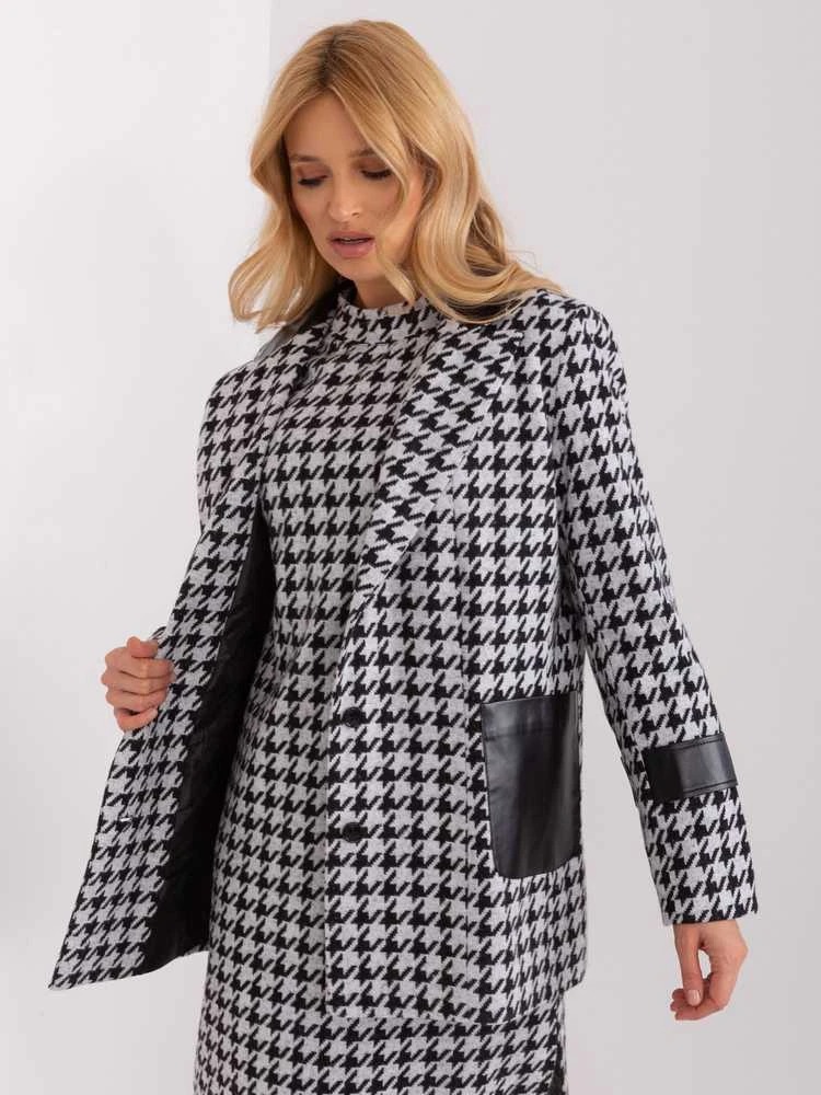Lakerta Švarkas moterims -LK-MA-509511.99-balta-juoda