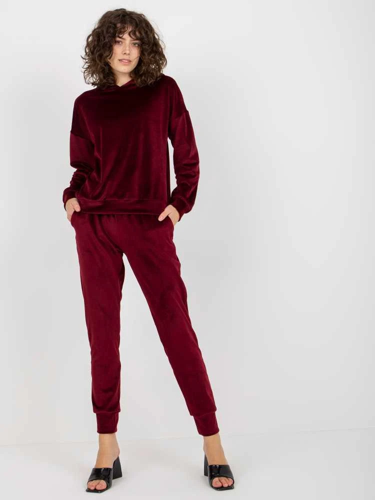 Lakerta Veliūrinis treningas moterim LK-KMPL-509149.10X-bordo