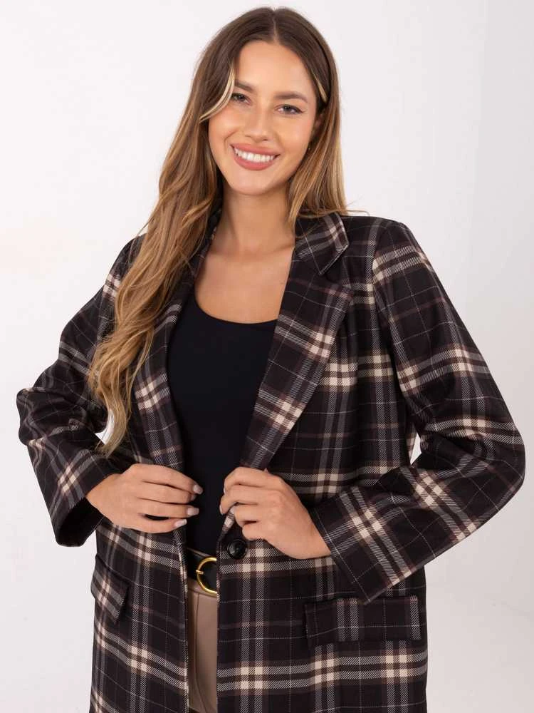 Moda Švarkas moterims -IT-MA-21739.16P-juoda-smėlio spalva