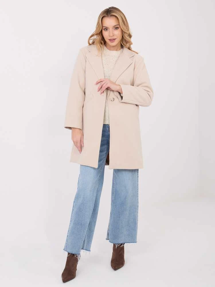 Moda Paltas moterims -IT-PL-20238.23-jasny smėlio spalva