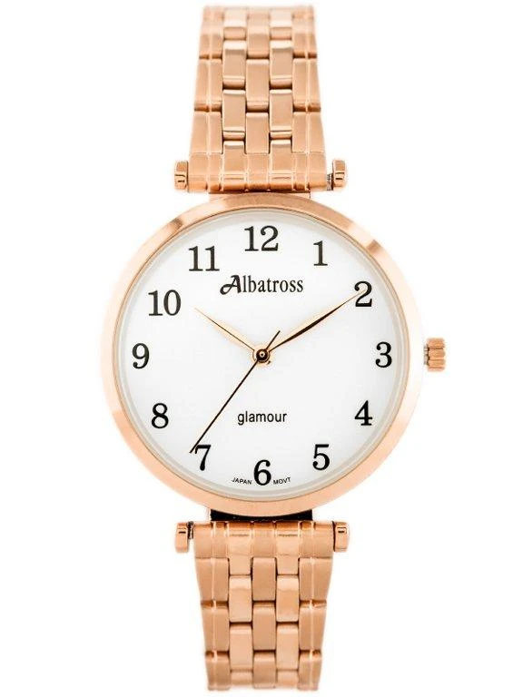 MOTERIŠKAS LAIKRODIS ALBATROSS Glamour ABBB97 (za537c) rose auksinis/baltas