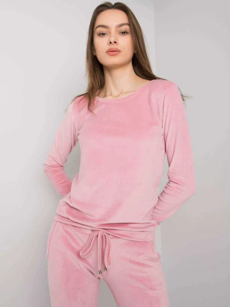 Moteriškas veliūrinis laisvalaikio kostiumėlis CLARISA - Rožinis