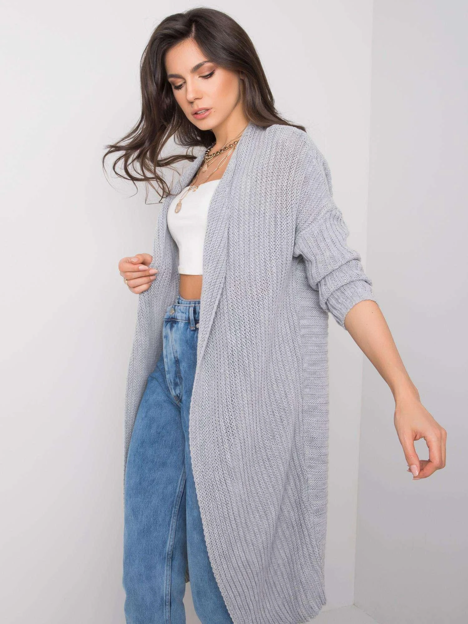 Och Bella Kardiganas moterims -TW-SW-BI-501.66-pilka