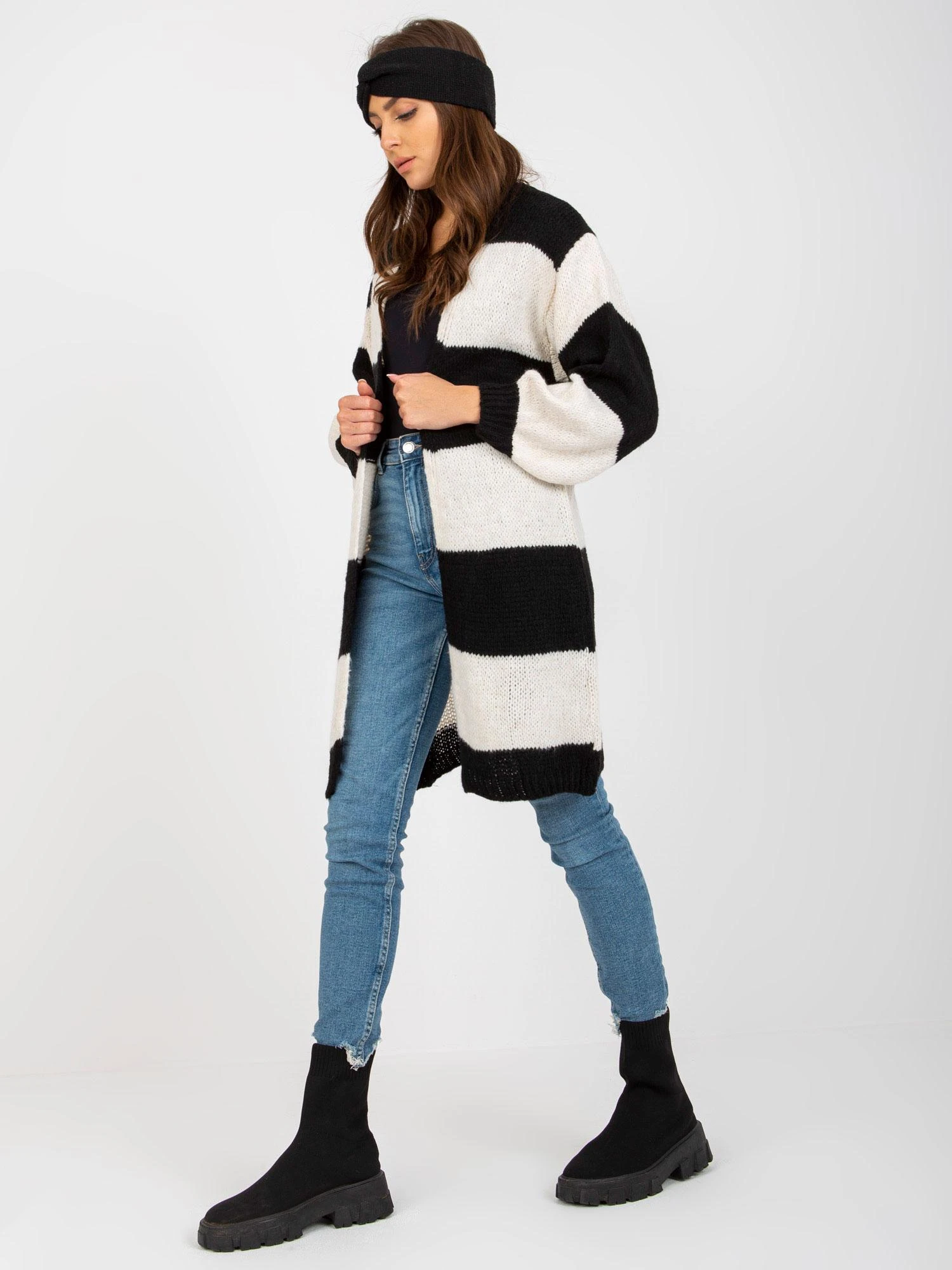 Och Bella Kardiganas moterims -TW-SW-BI-M3022.29X-balta-juoda