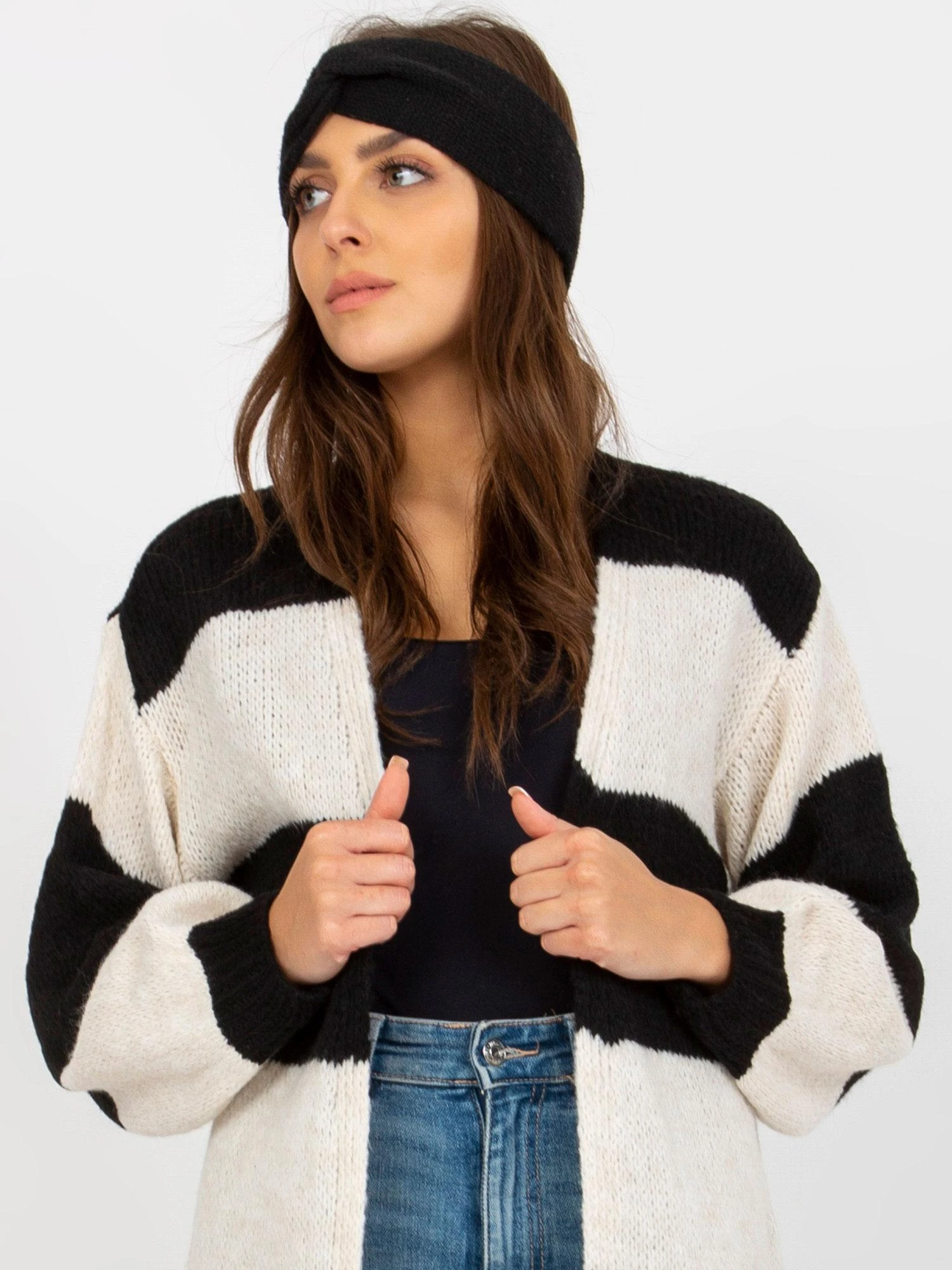 Och Bella Kardiganas moterims -TW-SW-BI-M3022.29X-balta-juoda