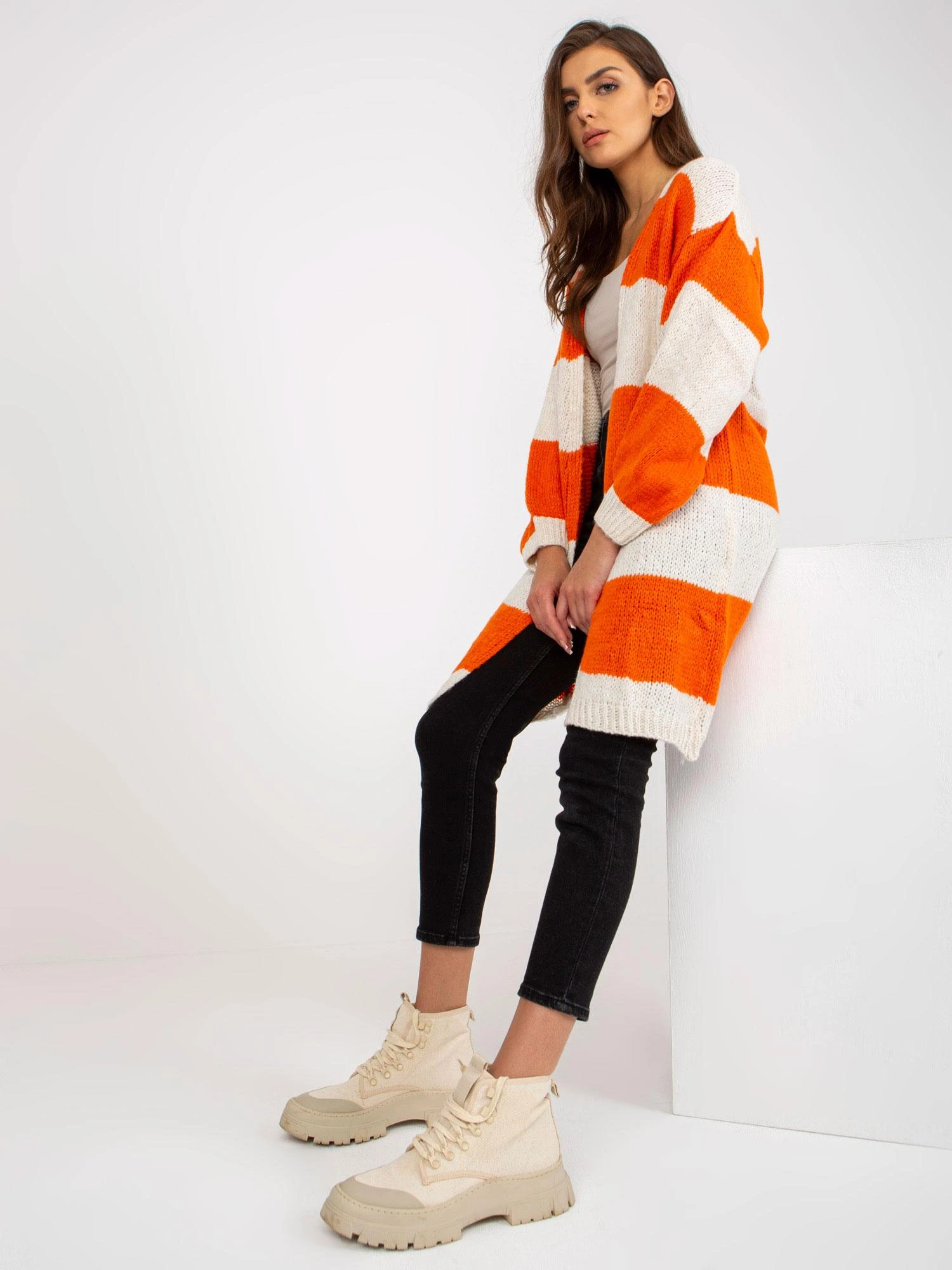 Och Bella Kardiganas moterims -TW-SW-BI-M3022.29X-oranžinė