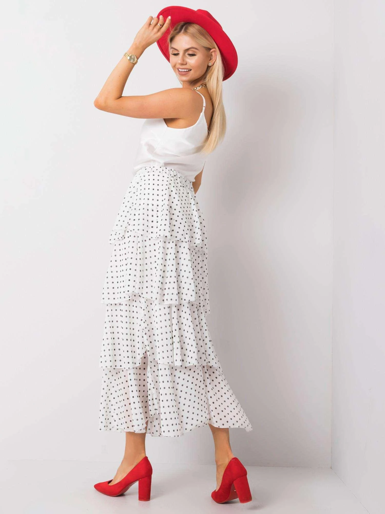 Och Bella Spódnica-TW-SD-BI-0725.99-balta-juoda