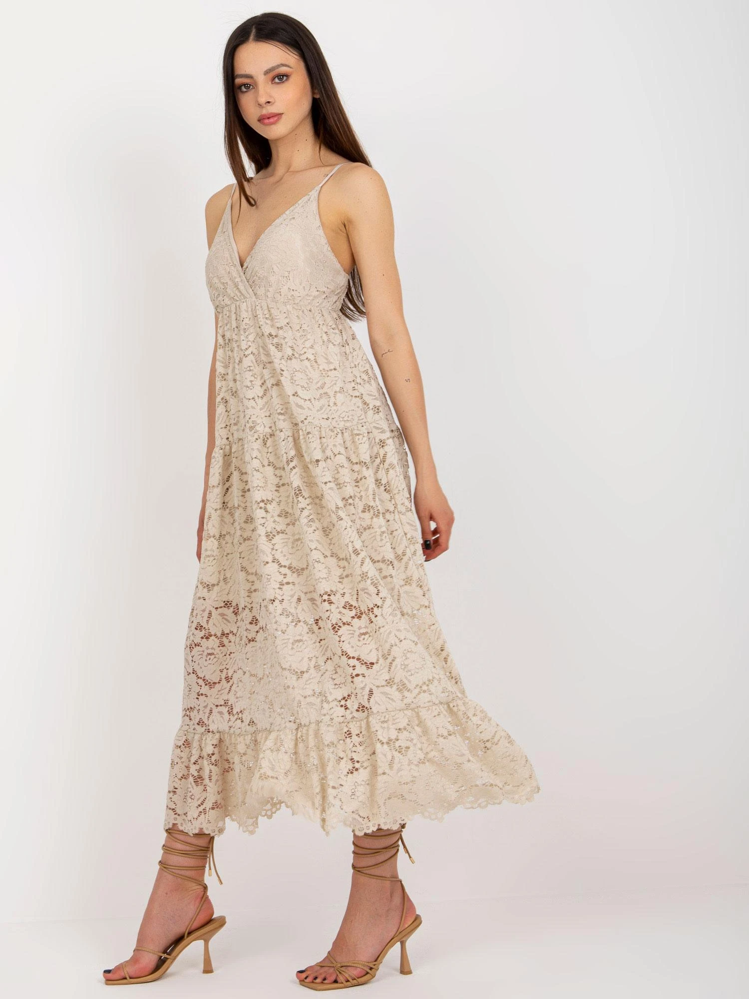 Och Bella Suknelė-TW-SK-BI-8247.62P-smėlio spalvos