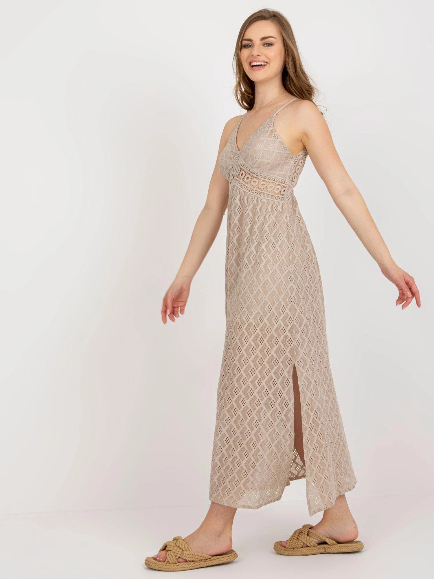 Och Bella Suknelė-TW-SK-BI-8676.22-smėlio spalvos