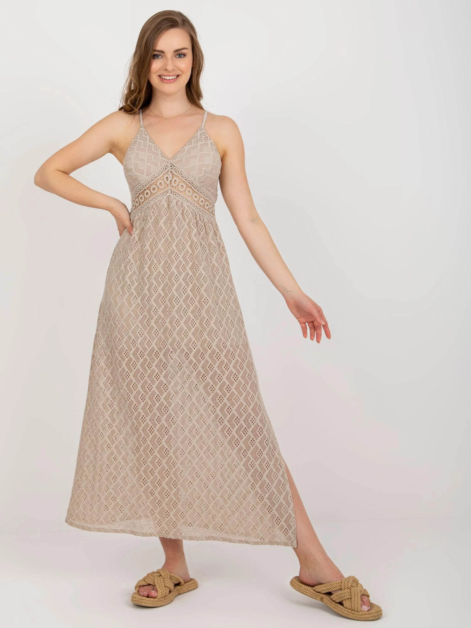 Och Bella Suknelė-TW-SK-BI-8676.22-smėlio spalvos