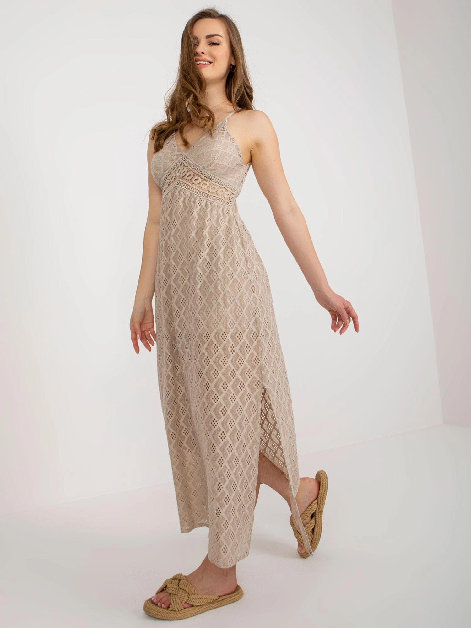 Och Bella Suknelė-TW-SK-BI-8676.22-smėlio spalvos