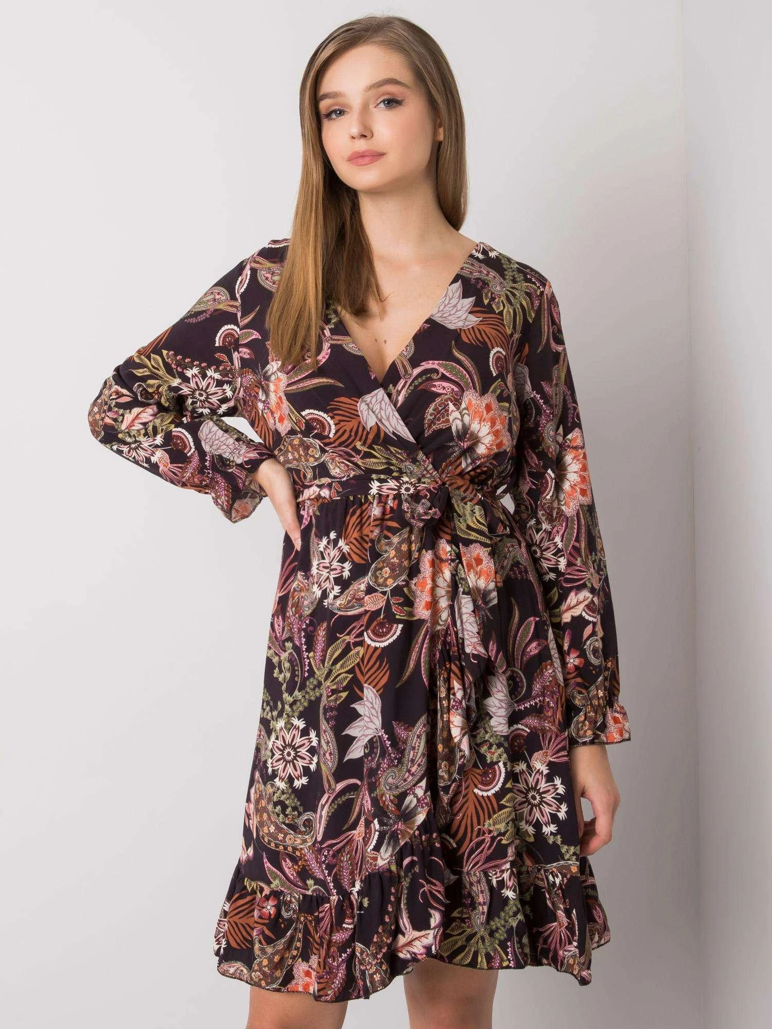 Och Bella Suknelė-TW-SK-BI-H2515.38X-juoda-smėlio spalvos