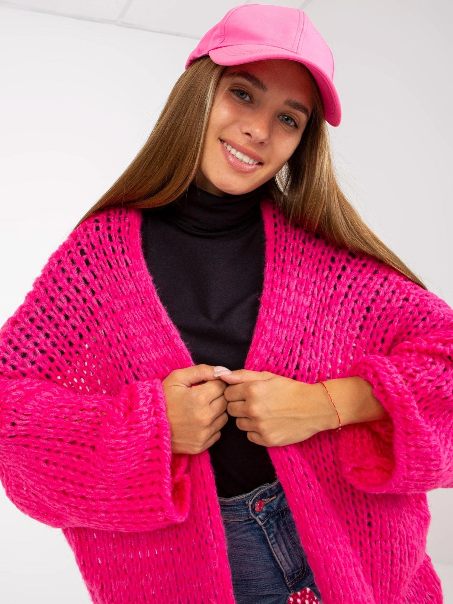 Och Bella Megztinis-TW-SW-BI-M2202.29X-fluo rožinis
