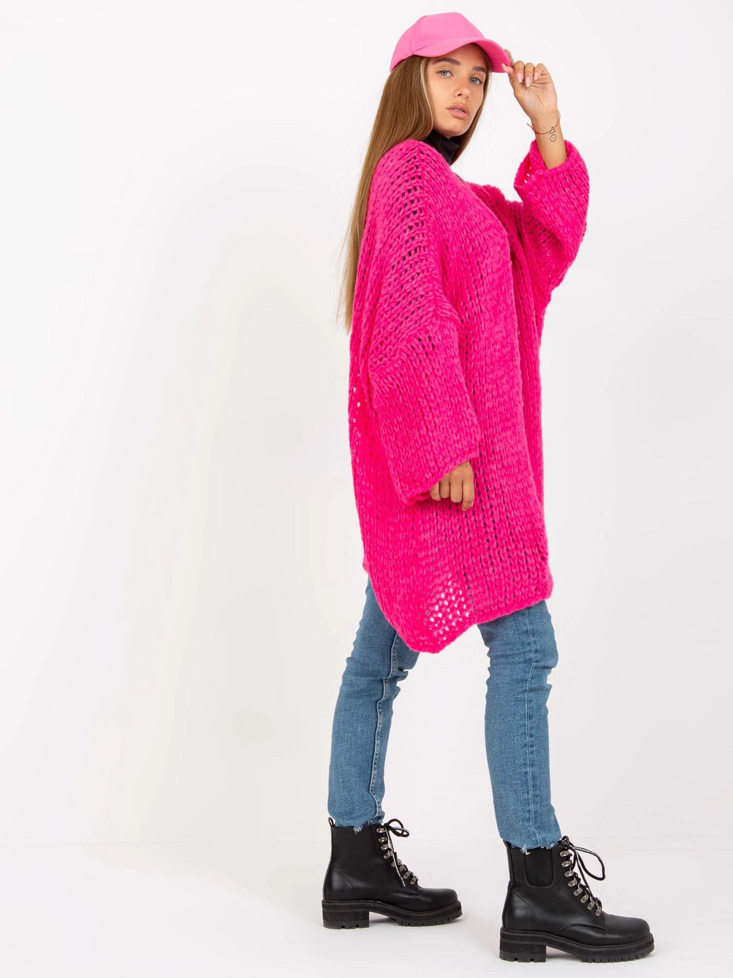 Och Bella Megztinis-TW-SW-BI-M2202.29X-fluo rožinis