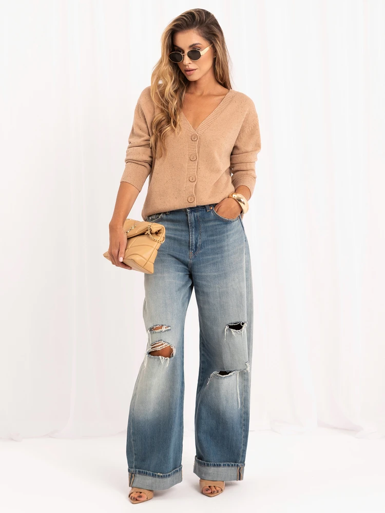 P-M Sweter-PM-SW-PM-5321.88-camelowy