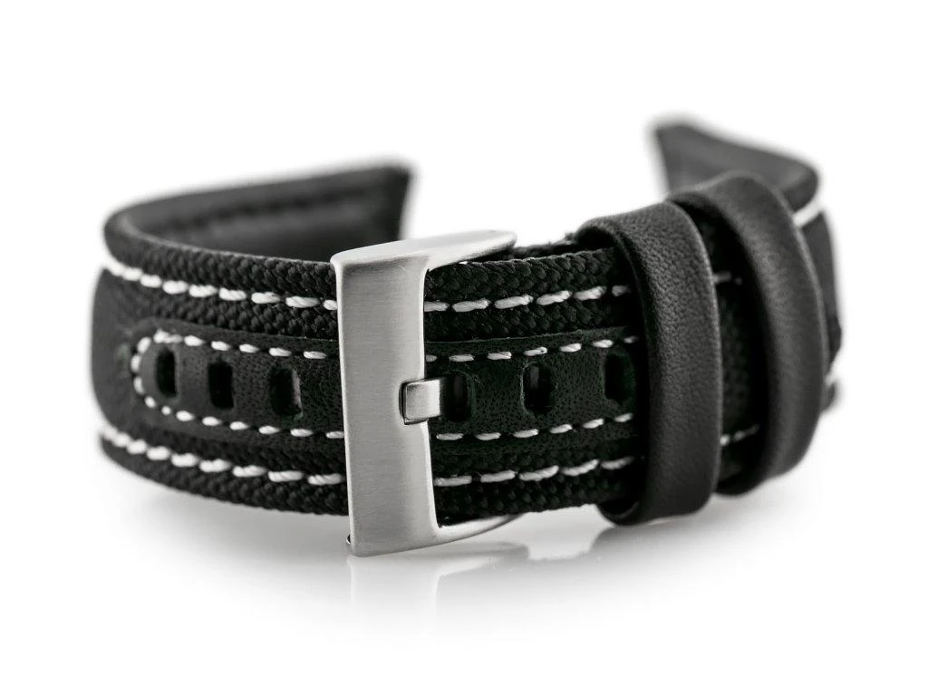 Pacific Odinė laikrodžio apyrankė W34 - PREMIUM - juoda/balta - 24mm