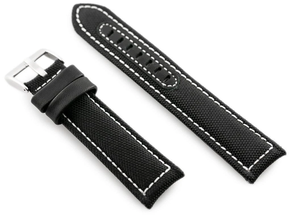 Pacific Odinė laikrodžio apyrankė W34 - PREMIUM - juoda/balta - 24mm
