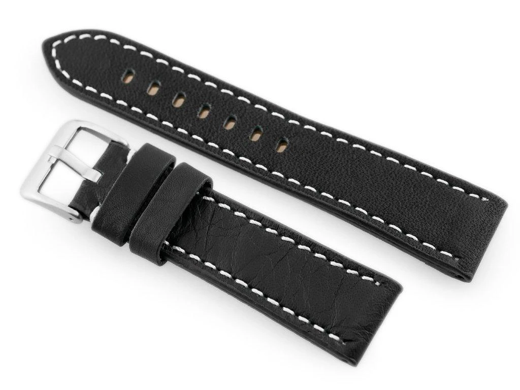 Pacific Odinė laikrodžio apyrankė W48 - PREMIUM - juoda/balta - 24mm