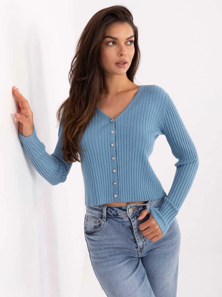 Passione Moda Sweter-PM-SW-R1639.27-šviesiai mėlyna