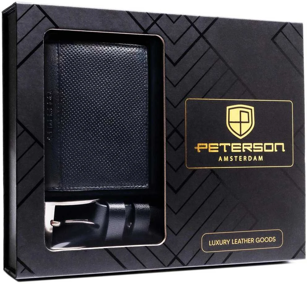 Piniginės ir diržo rinkinys vyrams Peterson PTN SET N4-DOT