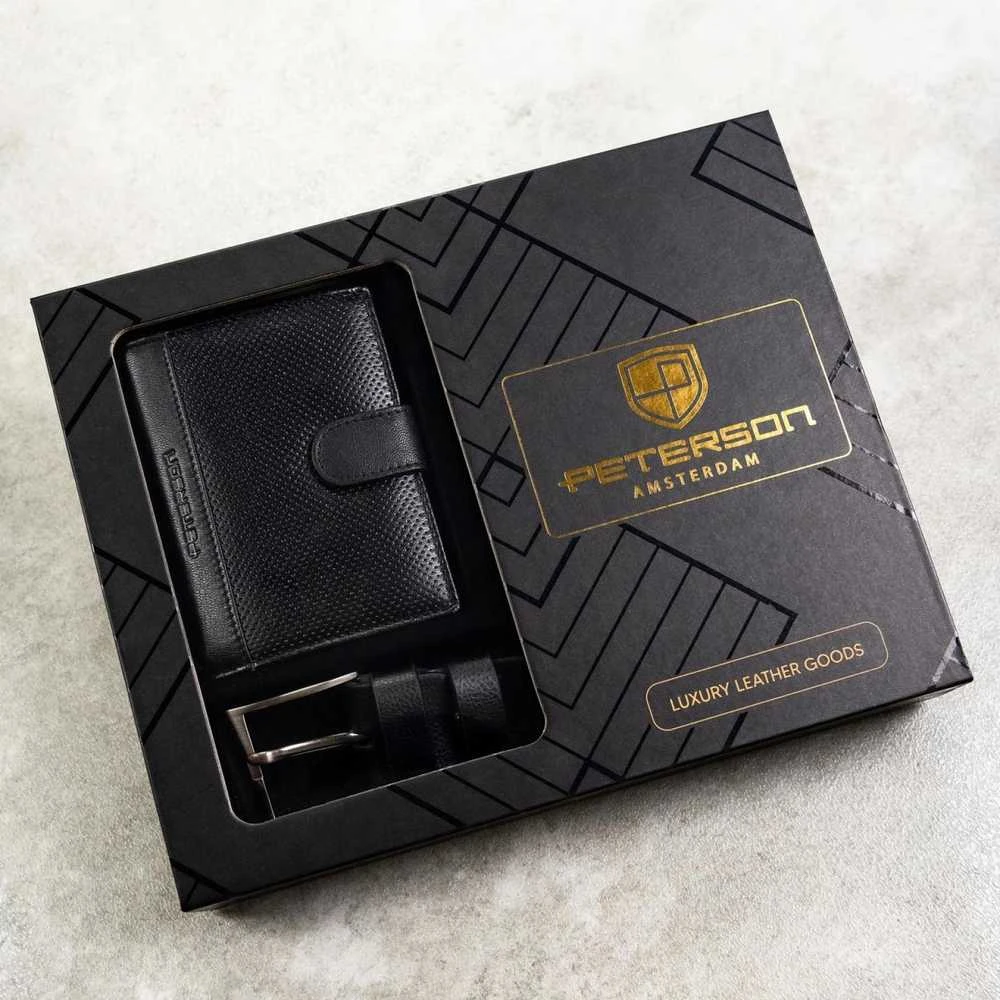 Piniginės ir diržo rinkinys vyrams Peterson PTN SET N4L-DOT