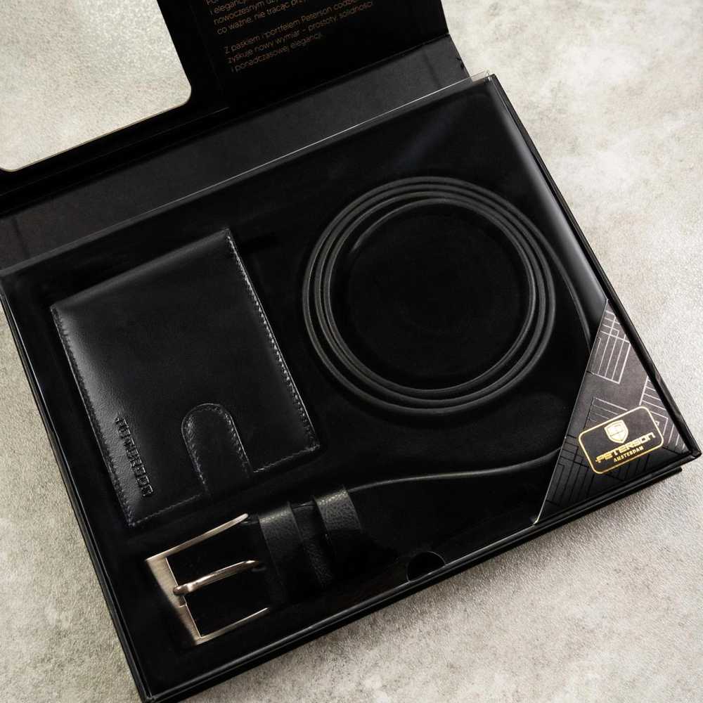 Piniginės ir diržo rinkinys vyrams Peterson PTN SET N992L-NGV-BW
