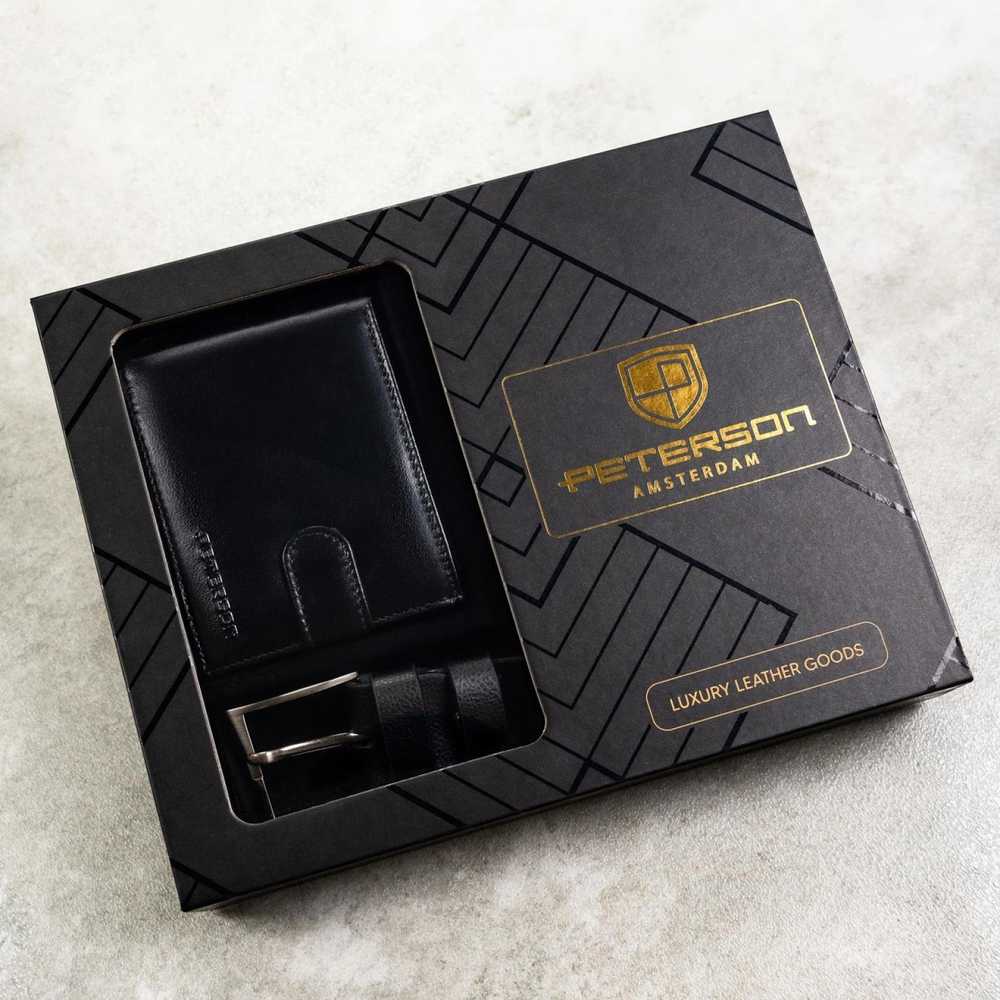 Piniginės ir diržo rinkinys vyrams Peterson PTN SET N992L-NGV-BW