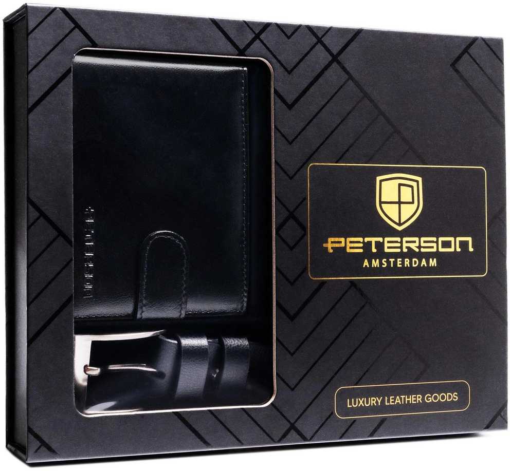 Piniginės ir diržo rinkinys vyrams Peterson PTN SET N992L-NGV-BW