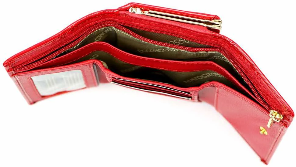 Natūralios odos moteriška piniginė Mato Grosso 0579-402 RFID – raudona