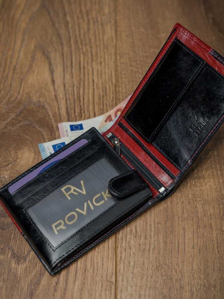 Horizontali, dviejų spalvų piniginė iš natūralios odos, RFID apsauga Rovicky