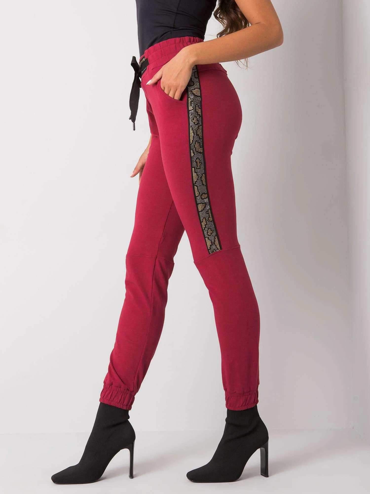Relevance Sportiniai kelnaitės-RV-DR-6891.54-bordo