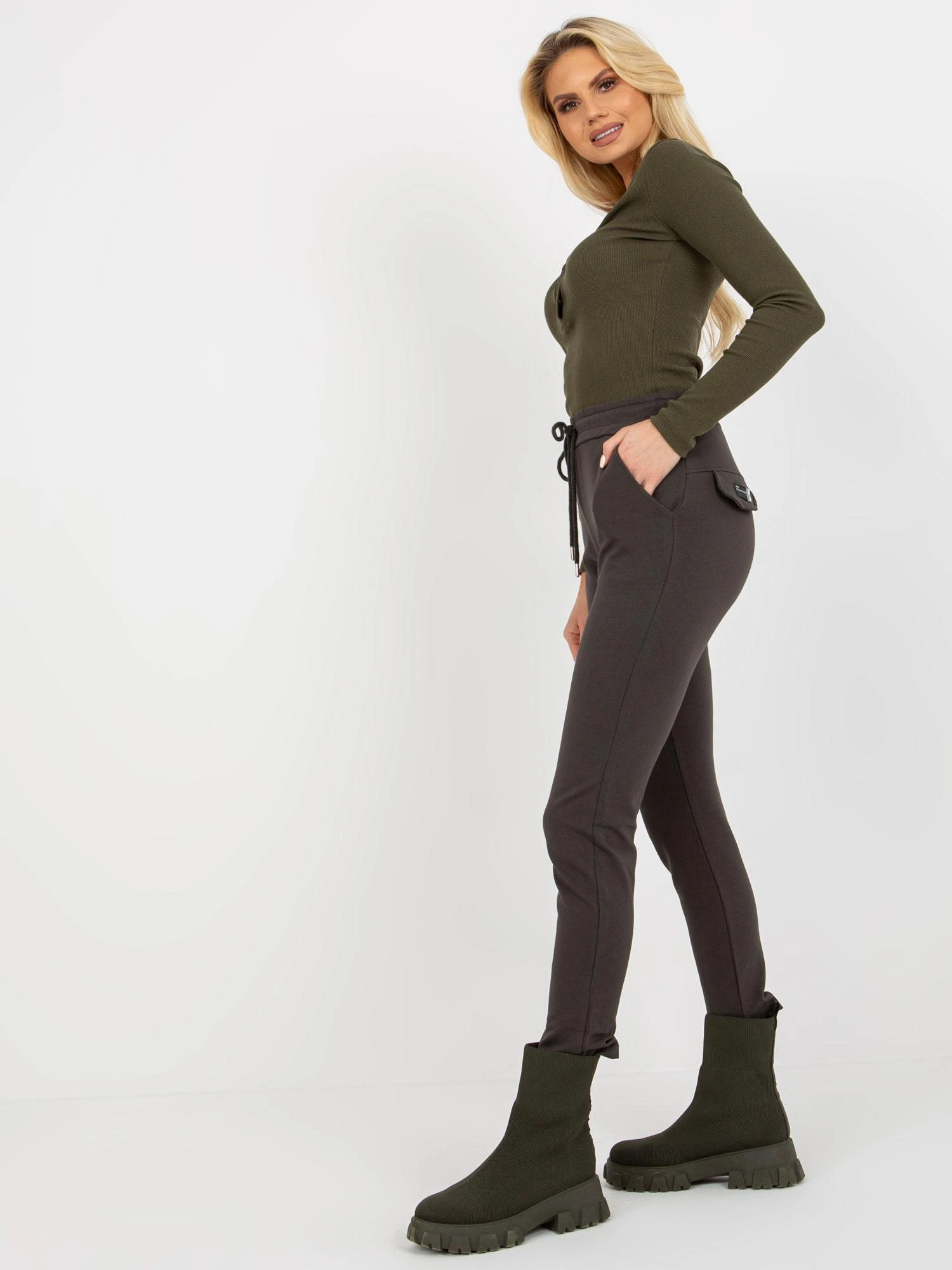 Relevance Sportinės kelnės - RV-DR-8369.89P - tamsi chaki