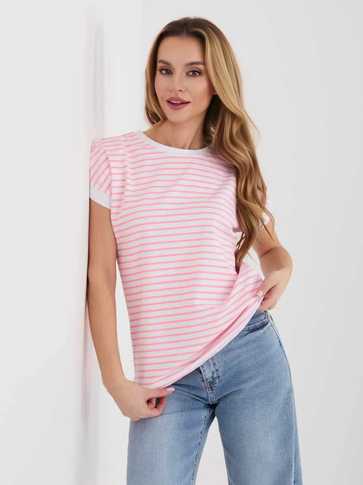 Relevance T-shirt-RV-TS-A1125.85-balta ir-rožinė
