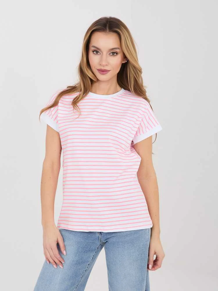 Relevance T-shirt-RV-TS-A1125.85-balta ir-rožinė