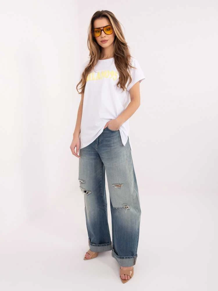 Relevance T-shirt-RV-TS-A1206.84-balta ir-geltona