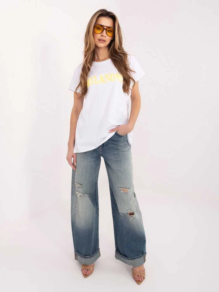 Relevance T-shirt-RV-TS-A1206.84-balta ir-geltona