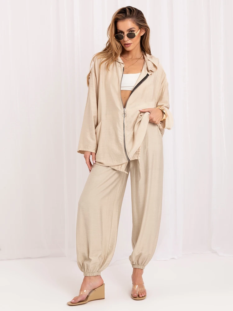 Rue Paris Bluza-IT-BL-10362.24-smėlio spalva