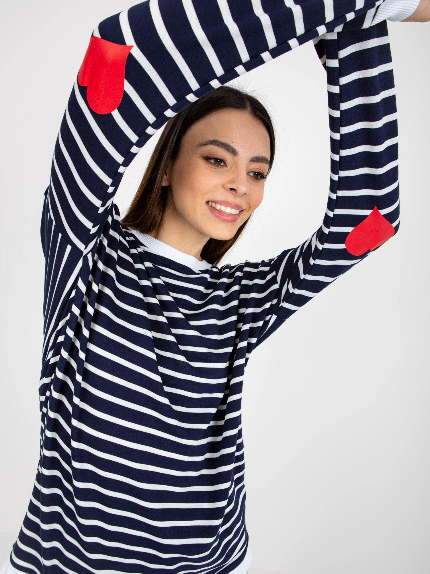 Rue Paris Megztinis-LO-BL-LK-236.27X-baltas tamsiai mėlynas