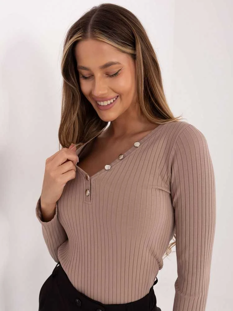 Rue Paris Bluzka-RV-BZ-A1045.99-ciemny bezowy