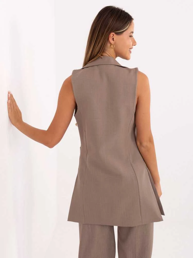 Rue Paris Kamizelka-IT-KZ-FL5069.84-ciemny bezowy