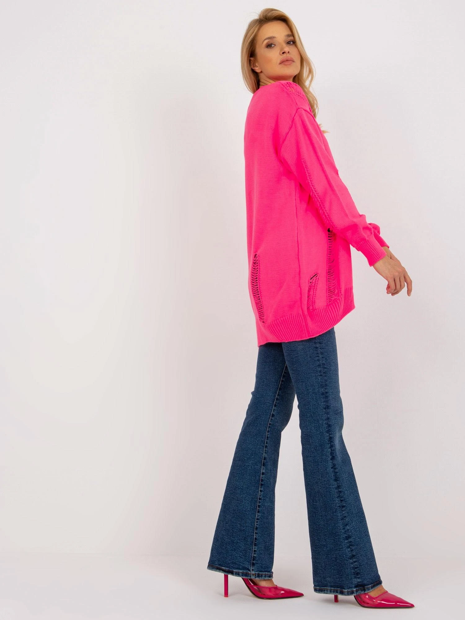 Rue Paris Kardiganas moterims -LC-SW-8042.69-fluo rožinė